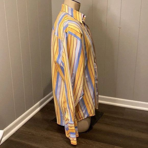 Attitude Soho Large Button Down Dress Shirt Stripes with Hidden Buttons - Picture 4 of 8